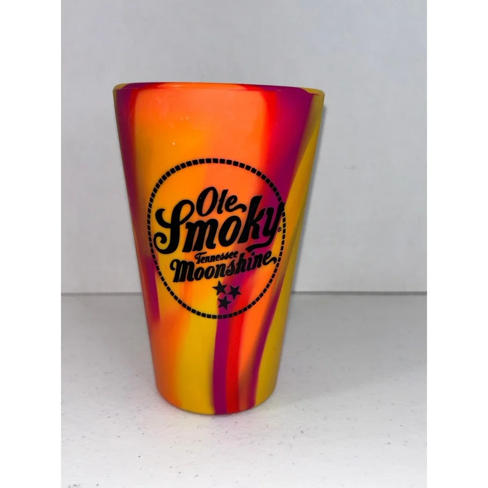Ole Smoky Tennessee Moonshine Silicone Cup Orange Pink Yellow Swirl Tumbler